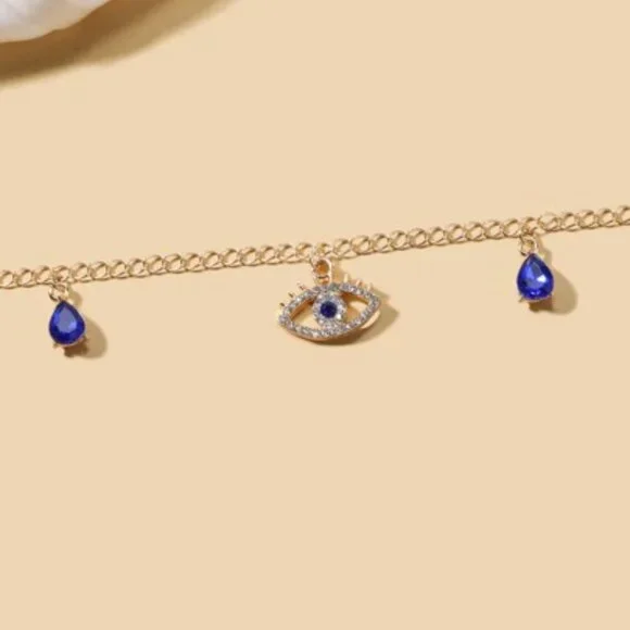 Mystical Evil Eye Necklace with Sapphire Blue Charms - Picture 4 of 4